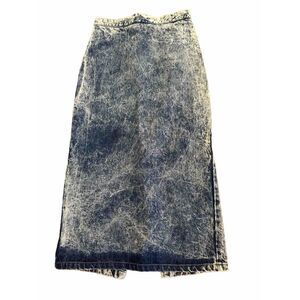 Acid Wash Denim Jean Skirt Maxi Vintage Pencil High Waisted Punk 80s Small 26